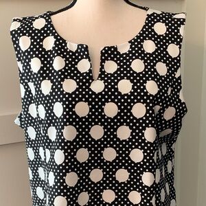 Talbots knit black & white polka dot sleeveless tunic